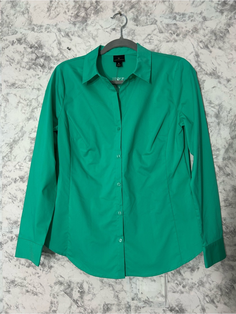 Worthington Teal Green Classic Button-Up Shirt Sz 8 Used
